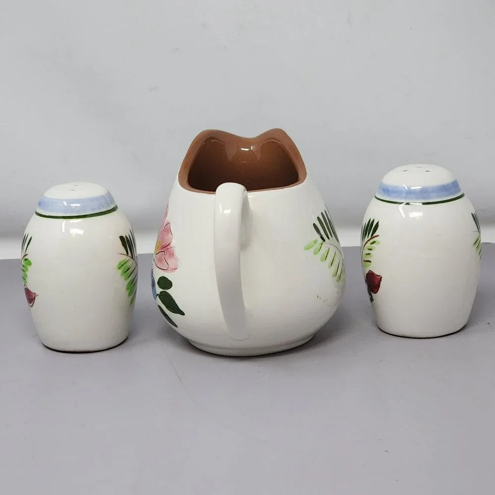 Vintage Stangl‎ Handcrafted Earthenware Creamer & Salt Pepper Shakers Set